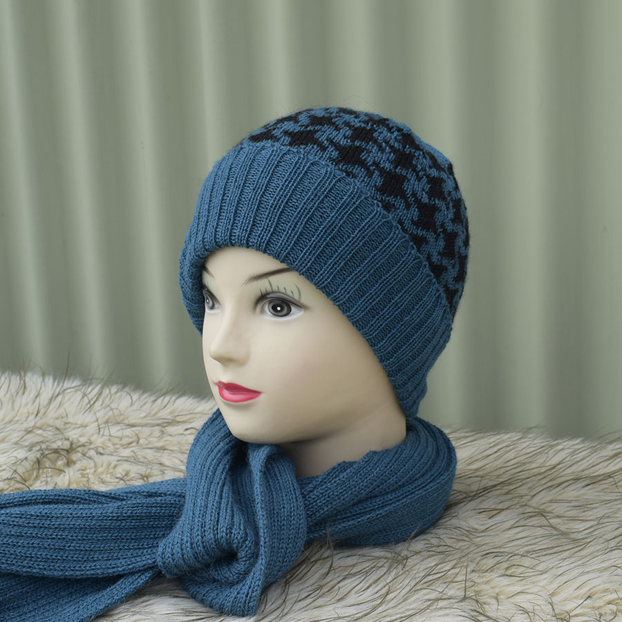 Unisex Womens Mens Knitted Ski Beanie Cap Warm Hat Scarf